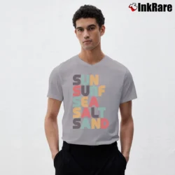 Men’s Retro Sun Surf Sea Salt Sand for Beach Lovers V-Neck Tee in sport grey | Sharp, Breathable, Everyday Staple