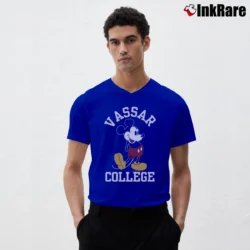 Men’s Retro Vassar College Mickey Mouse V-Neck Tee in royal blue | Sharp, Breathable, Everyday Staple