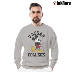 Men’s Retro Vassar College Mickey Mouse Vintage Crewneck Sweatshirt in sport grey | Cozy Fabric, Clean Style