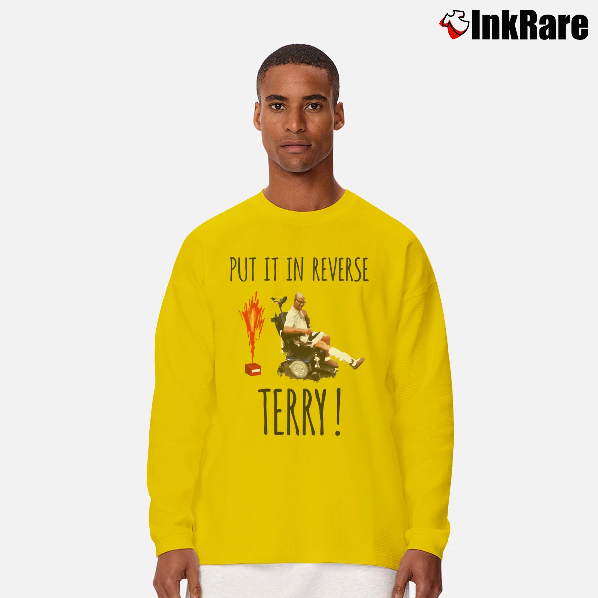 Men’s Reverse Terry Put It In Back It Up Long-Sleeve Shirt in yellow | Sleek, Lightweight, Year-Round Wear