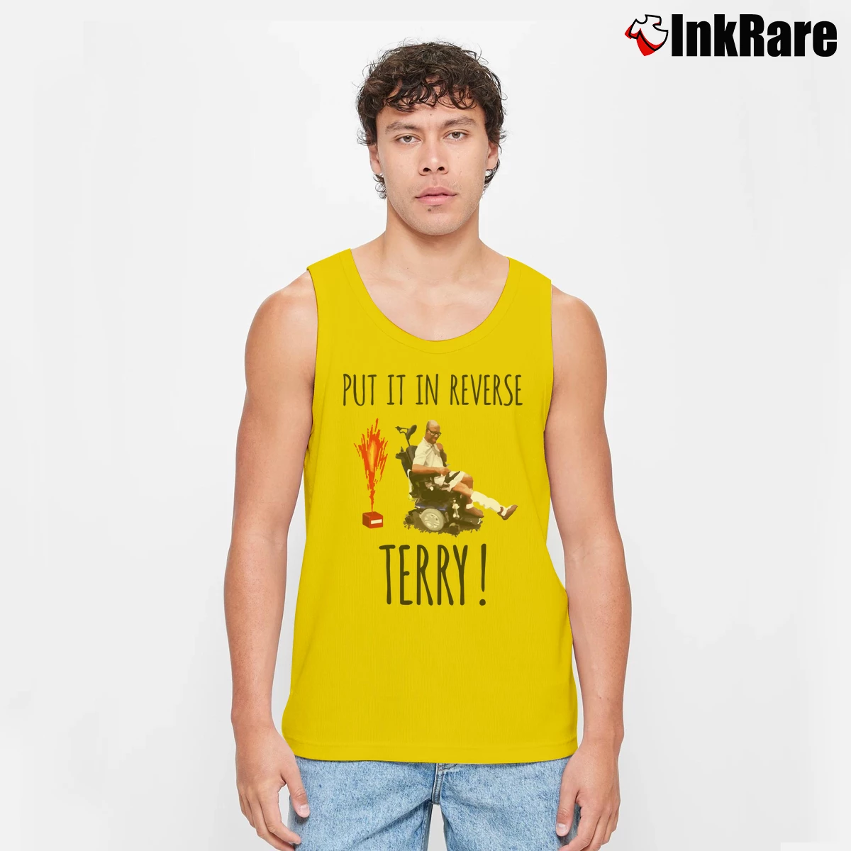Men’s Reverse Terry Put It In Back It Up Tank Top in yellow | Breathable, Active-Friendly Design