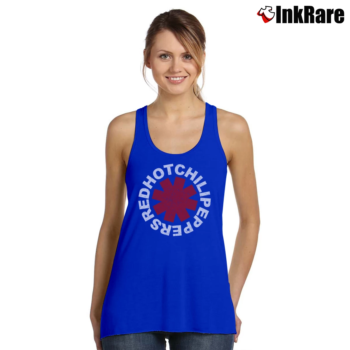 Women’s Rhcp Distressed Logo Tank Top in royal blue | Lightweight, Movement-Friendly