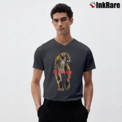 Men’s Rhude Tiger Logo Graphic V-Neck Tee in charcoal | Sharp, Breathable, Everyday Staple