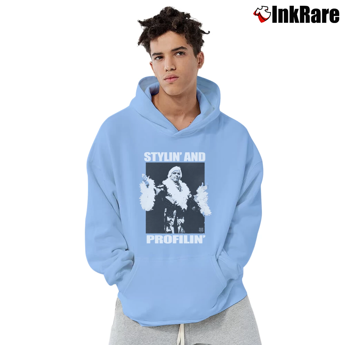 Men’s Ric Flair Stylin And Profilin Pullover Hoodie in light blue | Cozy, Durable, Modern Fit
