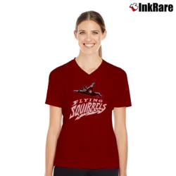 Women’s Richmond Flying Squirrels Baseball V-Neck Tee in maroon | Chic Neckline, Soft Texture