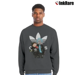 Men’s Rick And Morty Adidas Funny Cotton Graphic Crewneck Sweatshirt in charcoal | Cozy Fabric, Clean Style