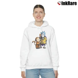 Women’s Rick And Morty As Dragon Ball Goku Master Roshi Mashup Cozy Hoodie in white | Warm, Structured, Stylish