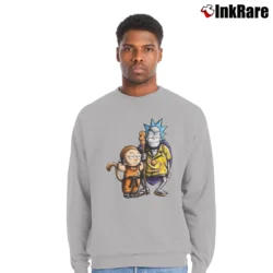 Men’s Rick And Morty As Dragon Ball Goku Master Roshi Mashup Crewneck Sweatshirt in sport grey | Cozy Fabric, Clean Style