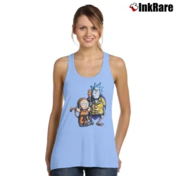 Women’s Rick And Morty As Dragon Ball Goku Master Roshi Mashup Tank Top in light blue | Lightweight, Movement-Friendly