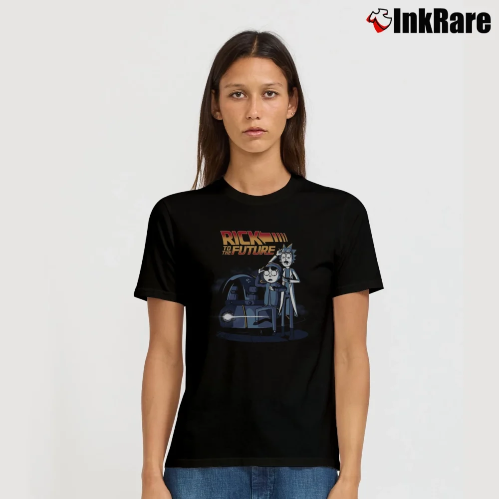 Women’s Rick And Morty Back To The Future T-Shirt in black | Soft, Flattering Fit