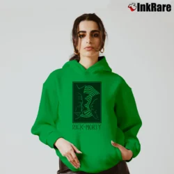 Women’s Rick And Morty Black White Faces Cartoon Classic Cozy Hoodie in irish green | Warm, Structured, Stylish