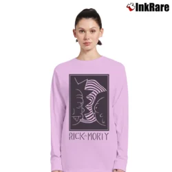 Women’s Rick And Morty Black White Faces Cartoon Classic Long-Sleeve Top in light pink | Sleek, Versatile, All-Season