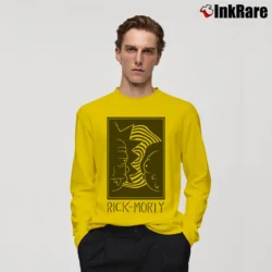 Men’s Rick And Morty Black White Faces Cartoon Classic Long-Sleeve Shirt in yellow | Sleek, Lightweight, Year-Round Wear