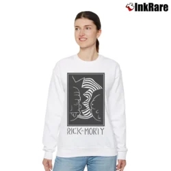 Women’s Rick And Morty Black White Faces Cartoon Classic Relaxed Sweatshirt in white | Soft, Laid-Back Vibe