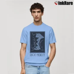 Men’s Rick And Morty Black White Faces Cartoon Classic Classic T-Shirt in light blue | Soft, Breathable Everyday Wear