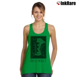 Women’s Rick And Morty Black White Faces Cartoon Classic Tank Top in irish green | Lightweight, Movement-Friendly