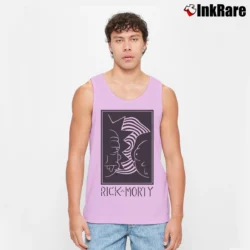 Men’s Rick And Morty Black White Faces Cartoon Classic Tank Top in light pink | Breathable, Active-Friendly Design