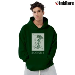Men’s Rick And Morty Black White Faces Cartoon Pullover Hoodie in forest green | Cozy, Durable, Modern Fit