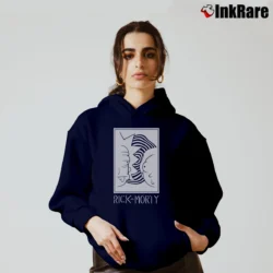 Women’s Rick And Morty Black White Faces Cartoon Cozy Hoodie in navy | Warm, Structured, Stylish