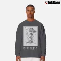 Men’s Rick And Morty Black White Faces Cartoon Long-Sleeve Shirt in charcoal | Sleek, Lightweight, Year-Round Wear