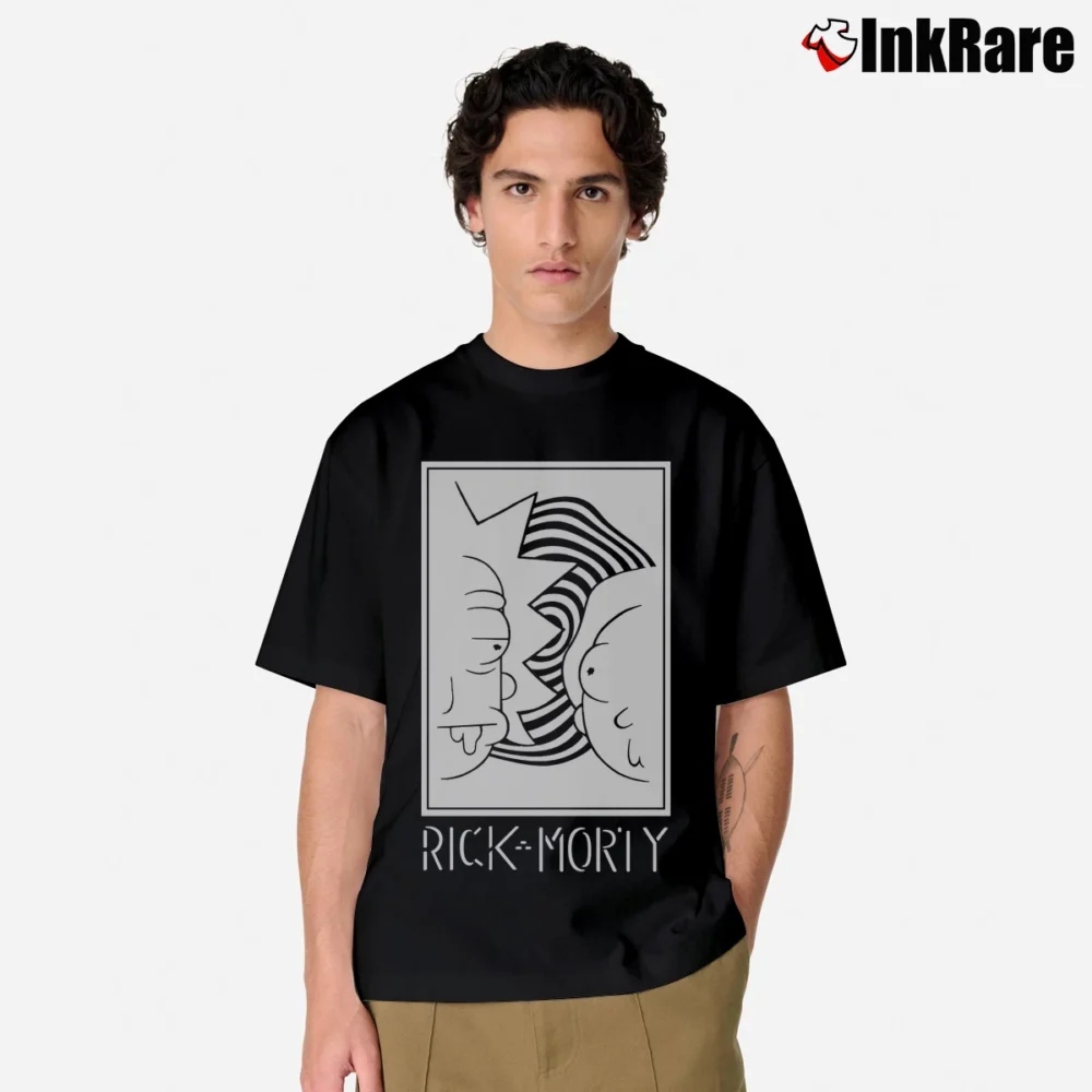 Men’s Rick And Morty Black White Faces Cartoon Classic T-Shirt in black | Soft, Breathable Everyday Wear