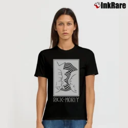 Women’s Rick And Morty Black White Faces Cartoon Signature T-Shirt in black | Soft, Flattering Fit