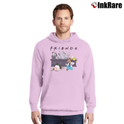 Men’s Rick And Morty Bojack Horseman Friends Mashup Classic Pullover Hoodie in light pink | Cozy, Durable, Modern Fit