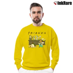 Men’s Rick And Morty Bojack Horseman Friends Mashup Classic Crewneck Sweatshirt in yellow | Cozy Fabric, Clean Style