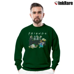 Men’s Rick And Morty Bojack Horseman Friends Mashup Crewneck Sweatshirt in forest green | Cozy Fabric, Clean Style