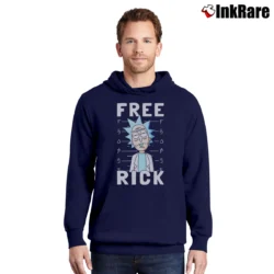 Men’s Rick And Morty Free Rick Funny Graphic Pullover Hoodie in navy | Cozy, Durable, Modern Fit