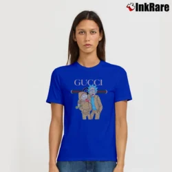 Women’s Rick And Morty Gucci Logo Cartoon Signature T-Shirt in royal blue | Soft, Flattering Fit