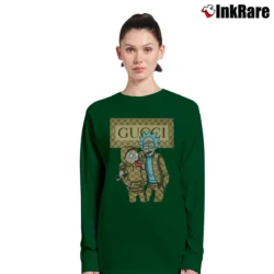 Women’s Rick And Morty Gucci Style Graphic Long-Sleeve Top in forest green | Sleek, Versatile, All-Season