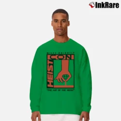 Men’s Rick And Morty Heist Con Convention Parody Long-Sleeve Shirt in irish green | Sleek, Lightweight, Year-Round Wear