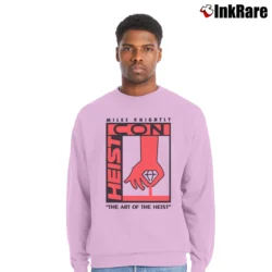 Men’s Rick And Morty Heist Con Convention Parody Crewneck Sweatshirt in light pink | Cozy Fabric, Clean Style