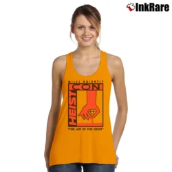 Women’s Rick And Morty Heist Con Convention Parody Tank Top in orange | Lightweight, Movement-Friendly