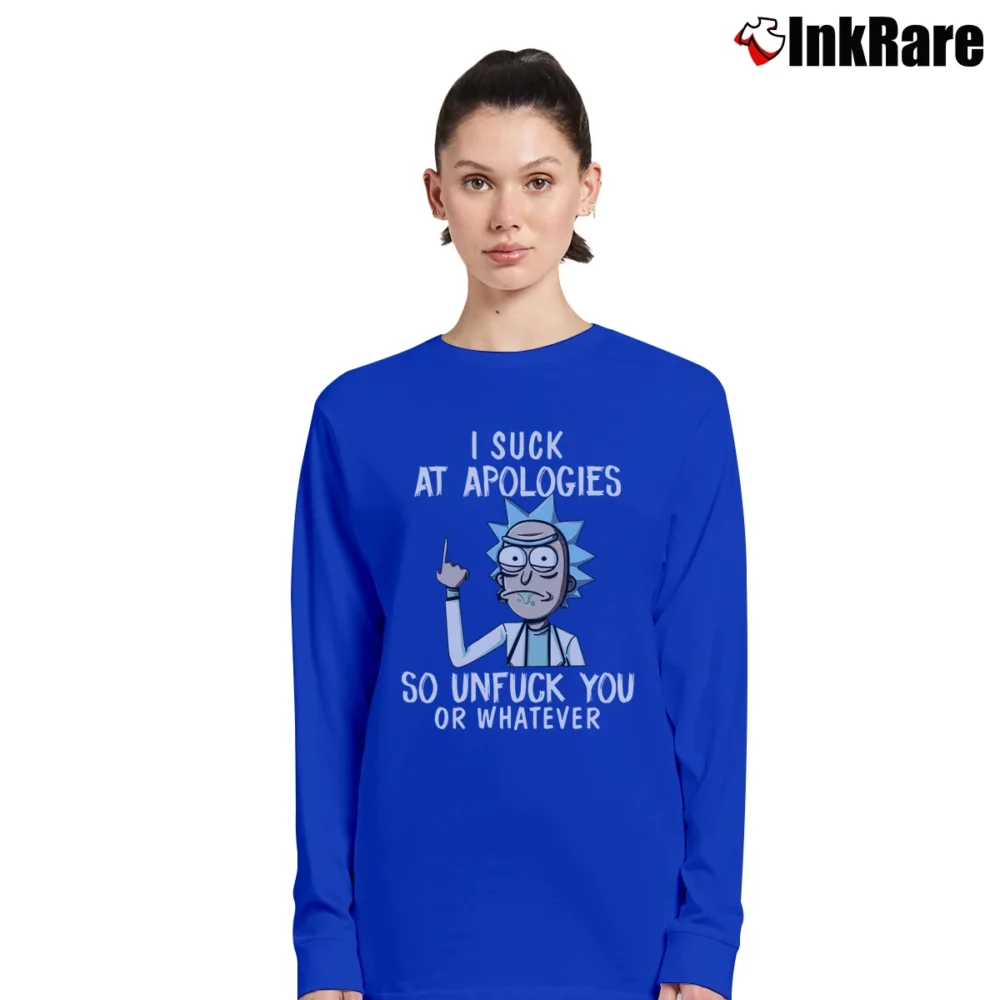 Women’s Rick And Morty I Suck At Apologies So Unfuck You Or Whatever Long-Sleeve Top in royal blue | Sleek, Versatile, All-Season