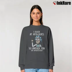 Women’s Rick And Morty I Suck At Apologies So Unfuck You Or Whatever Relaxed Sweatshirt in charcoal | Soft, Laid-Back Vibe