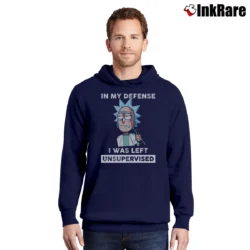 Men’s Rick And Morty In My Defense I Was Left Unsupervised Funny Quote Pullover Hoodie in navy | Cozy, Durable, Modern Fit