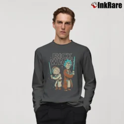Men’s Rick And Morty Jedi Mashup Star Wars Funny Long-Sleeve Shirt in charcoal | Sleek, Lightweight, Year-Round Wear
