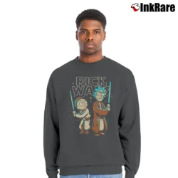 Men’s Rick And Morty Jedi Mashup Star Wars Funny Crewneck Sweatshirt in charcoal | Cozy Fabric, Clean Style