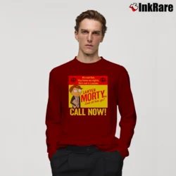 Men’s Rick And Morty Lawyer Morty Funny Cartoon Long-Sleeve Shirt in maroon | Sleek, Lightweight, Year-Round Wear