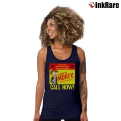 Women’s Rick And Morty Lawyer Morty Funny Cartoon Tank Top in navy | Lightweight, Movement-Friendly