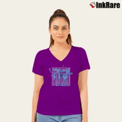 Women’s Rick And Morty Mr Meeseeks Look At Me Mashup V-Neck Tee in purple | Chic Neckline, Soft Texture