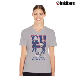 Women’s Rick And Morty New York Giants Happy Winner V-Neck Tee in sport grey | Chic Neckline, Soft Texture
