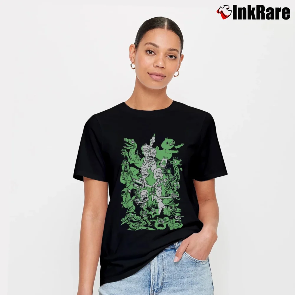 Women’s Rick And Morty Parasite Exterminators Signature T-Shirt in black | Soft, Flattering Fit