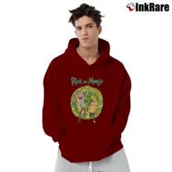 Men’s Rick And Morty Portal Adventure Graphic Pullover Hoodie in maroon | Cozy, Durable, Modern Fit