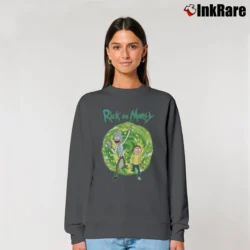 Women’s Rick And Morty Portal Adventure Graphic Relaxed Sweatshirt in charcoal | Soft, Laid-Back Vibe