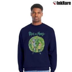 Men’s Rick And Morty Portal Adventure Graphic Crewneck Sweatshirt in navy | Cozy Fabric, Clean Style