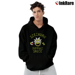 Men’s Rick And Morty Rick's Szechuan Dipping Sauce Pullover Hoodie in black | Cozy, Durable, Modern Fit