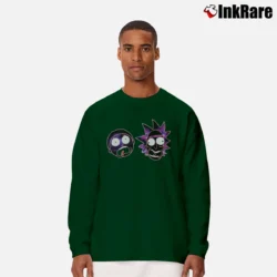 Men’s Rick And Morty Space Heads Cartoon Long-Sleeve Shirt in forest green | Sleek, Lightweight, Year-Round Wear
